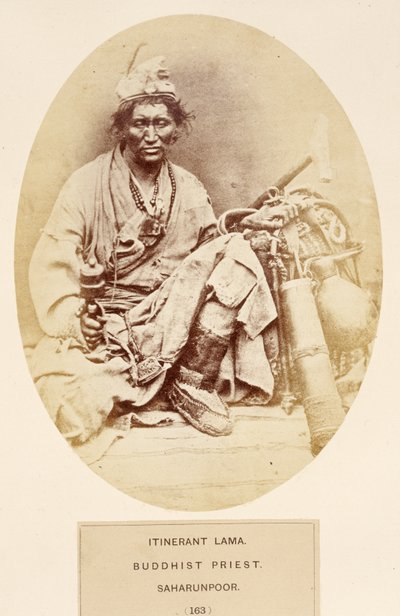 Lama itinérant, prêtre bouddhiste, Saharunpoor, de The People of India, par J. Forbes Watson, publié en 1868 - English Photographer